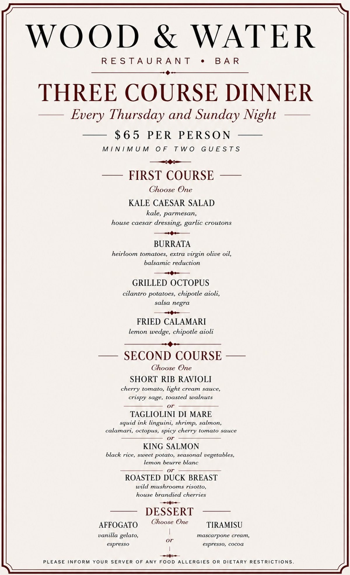 Thursday & Sunday Special
